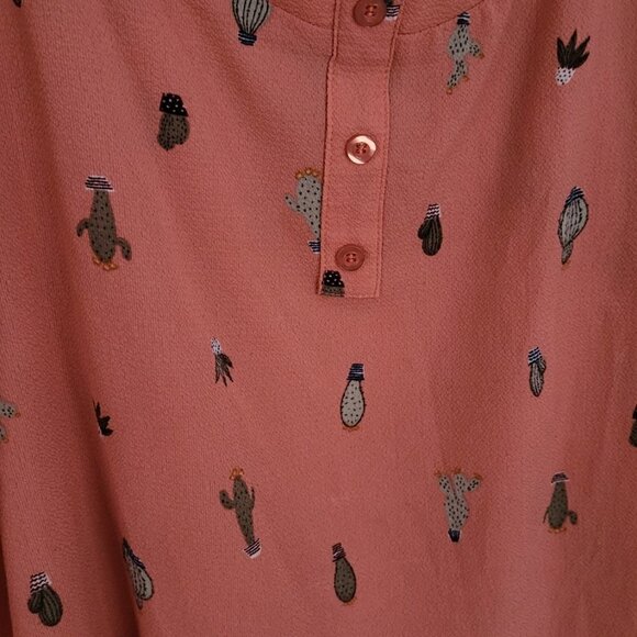 TORRID Cactus Print Coral Flutter Tank Size 1X - Picture 4 of 14